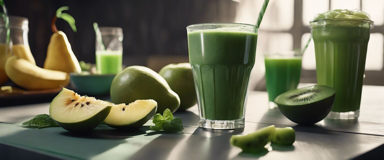 Healthy lifestyle with green shakes